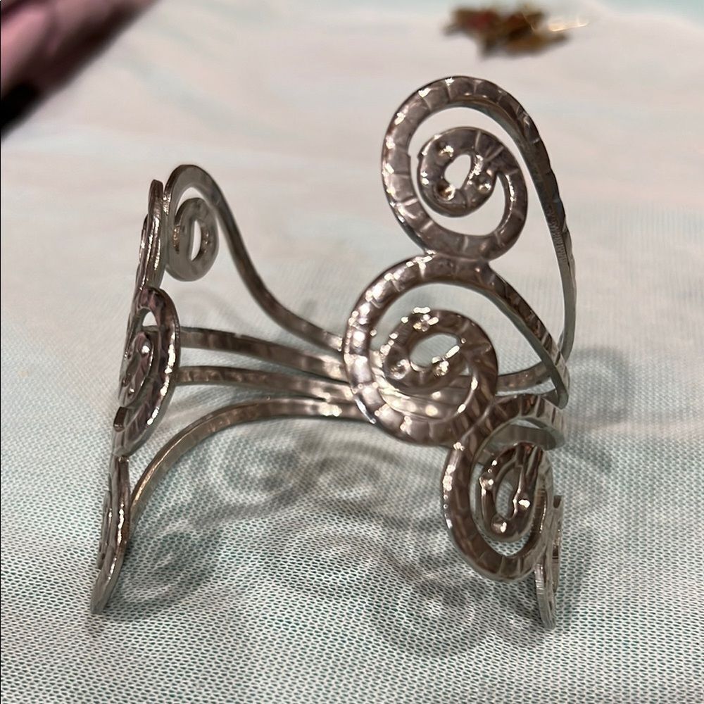 Intricate Silver Scrollwork Cuff Bracelet